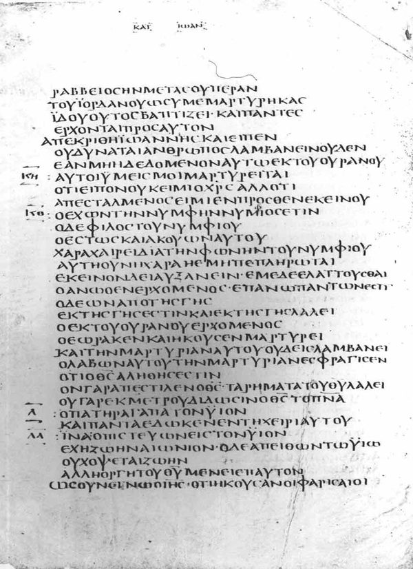 Folio 0205 of Codex Bezae showing Greek and Latin parallel gospel text in sense-line layout.