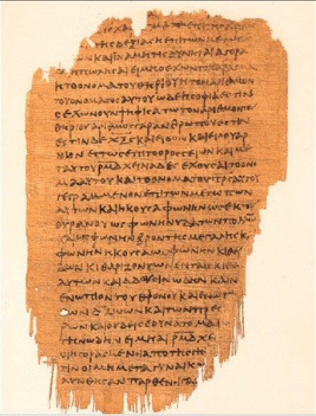 Folio of Papyrus 47 showing Greek text of Revelation 13–14.