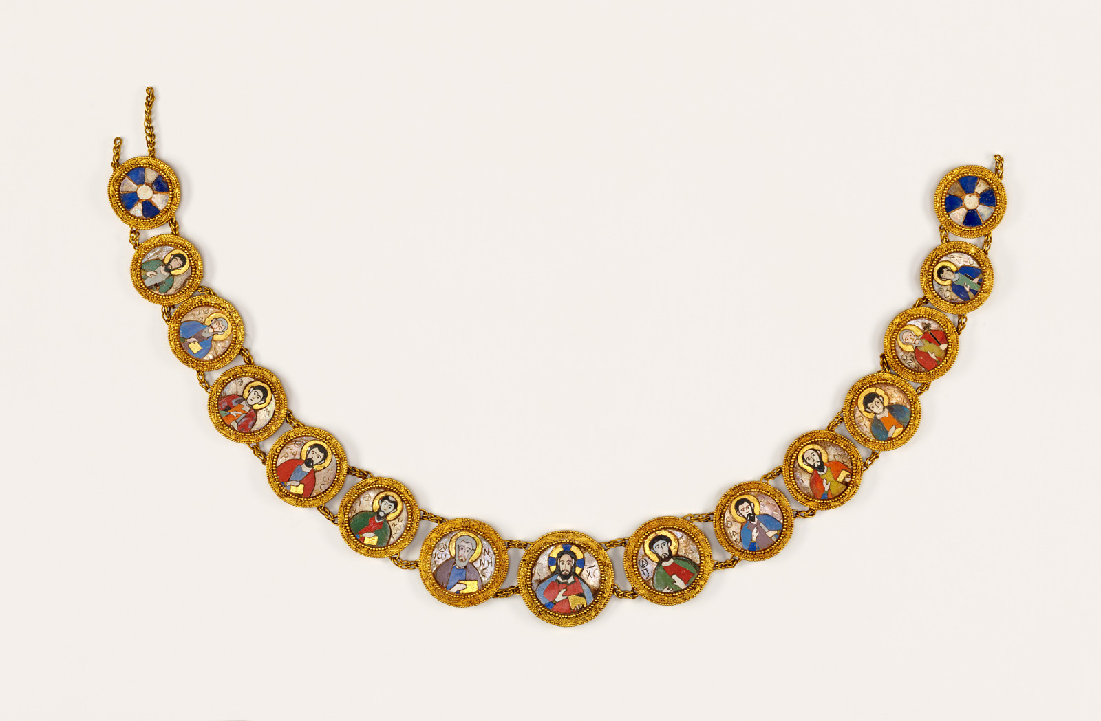 Byzantine-Style Mosaic Necklace with Christ and Twelve Apostles