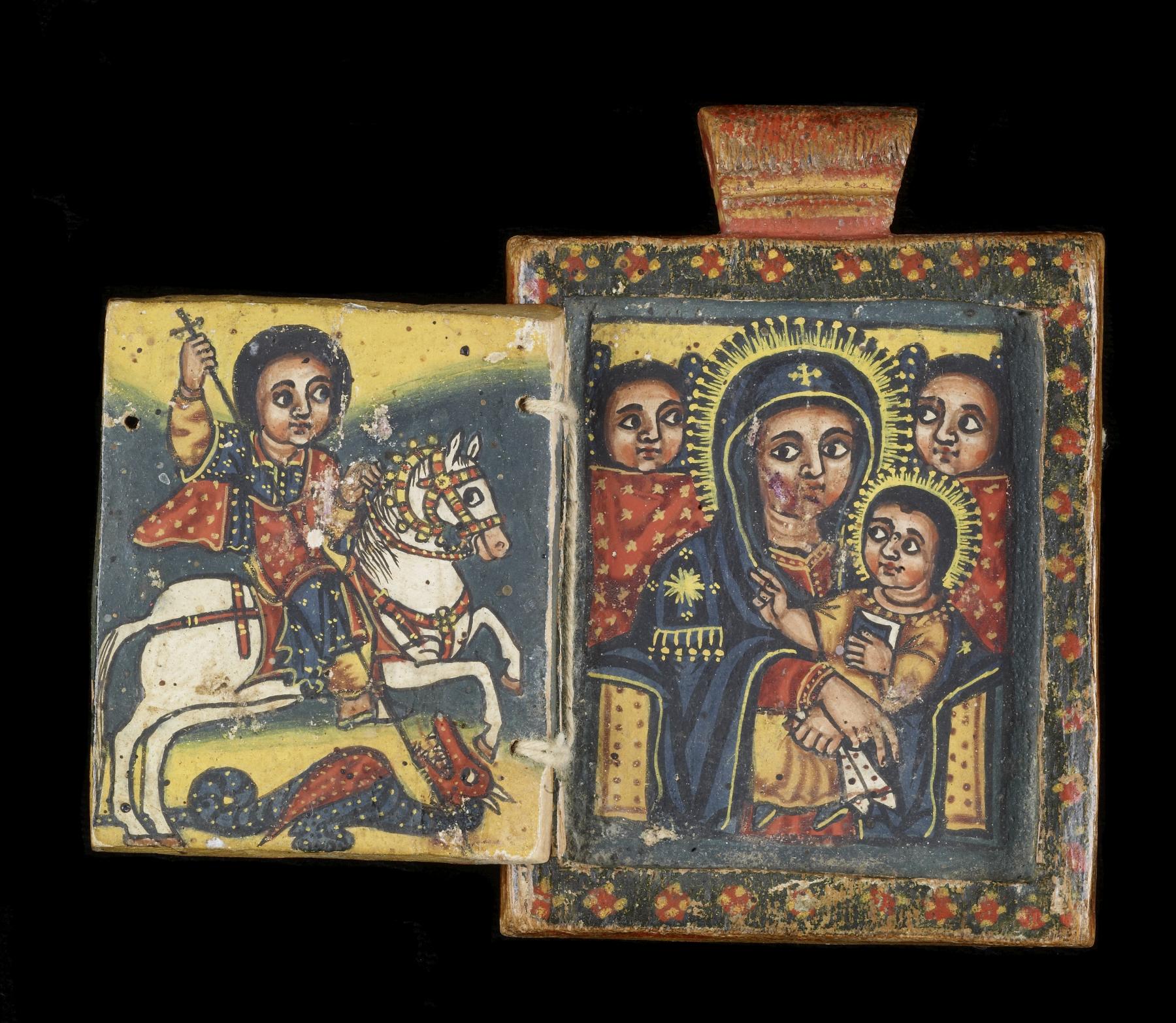 Ethiopian Diptych: The Virgin and Child with Saint George