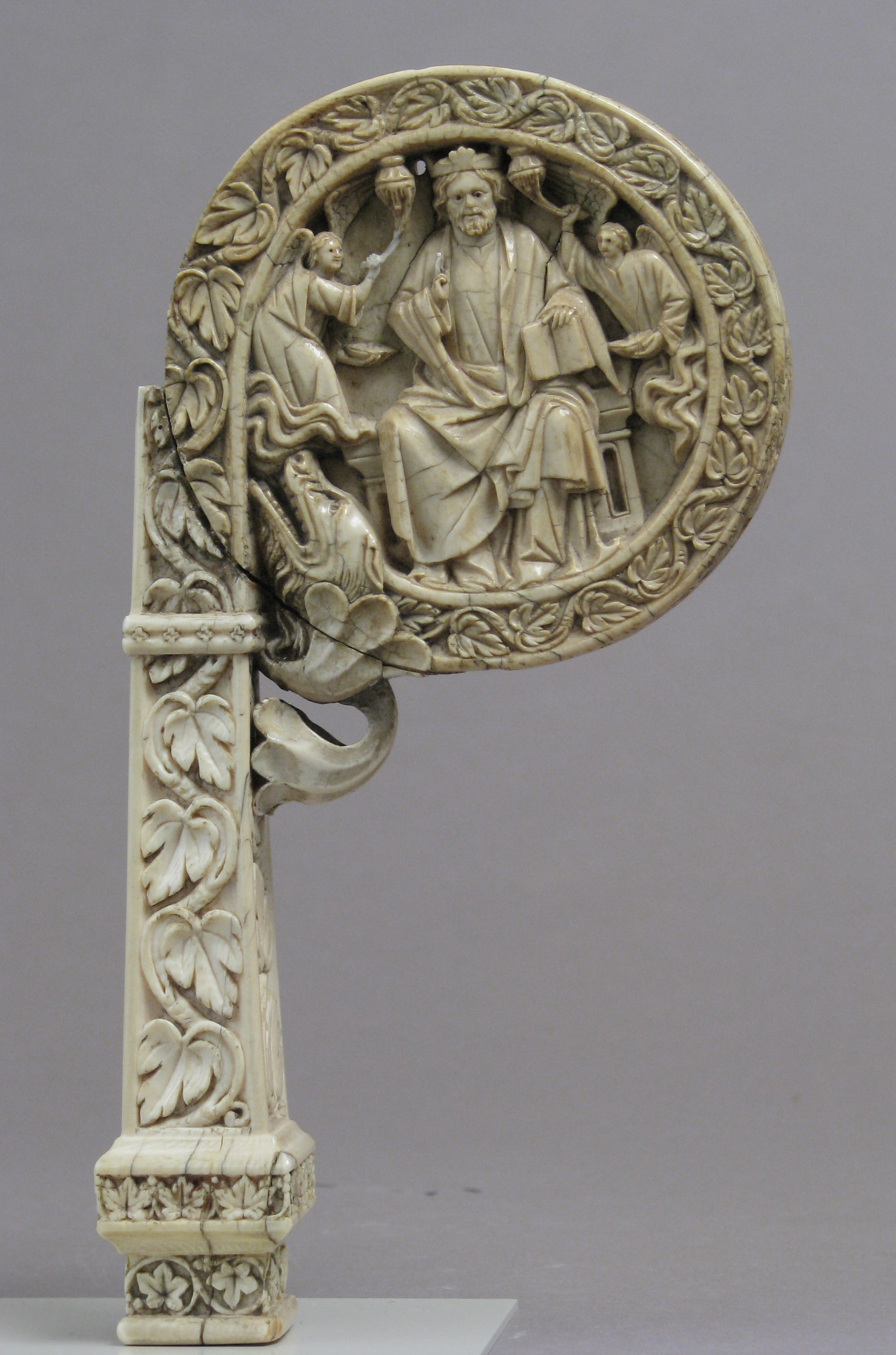 Ivory Crozier Head with Christ in Majesty and Throne of Wisdom