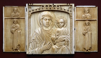 Triptych Icon of the Virgin and Child with Saints